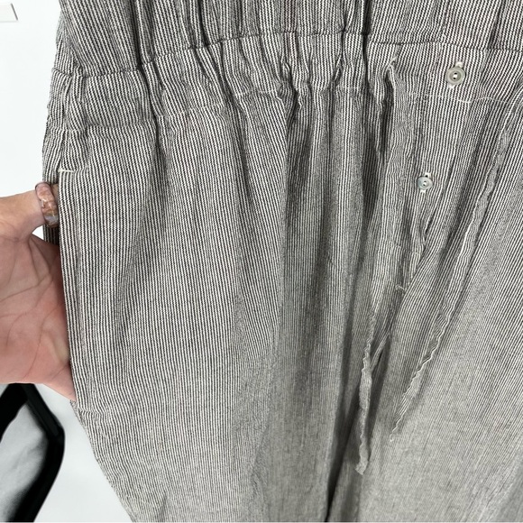 Eileen Fisher Organic Cotton Linen Ticking Striped Jumpsuit Wide Leg Cropped XL - Picture 6 of 10